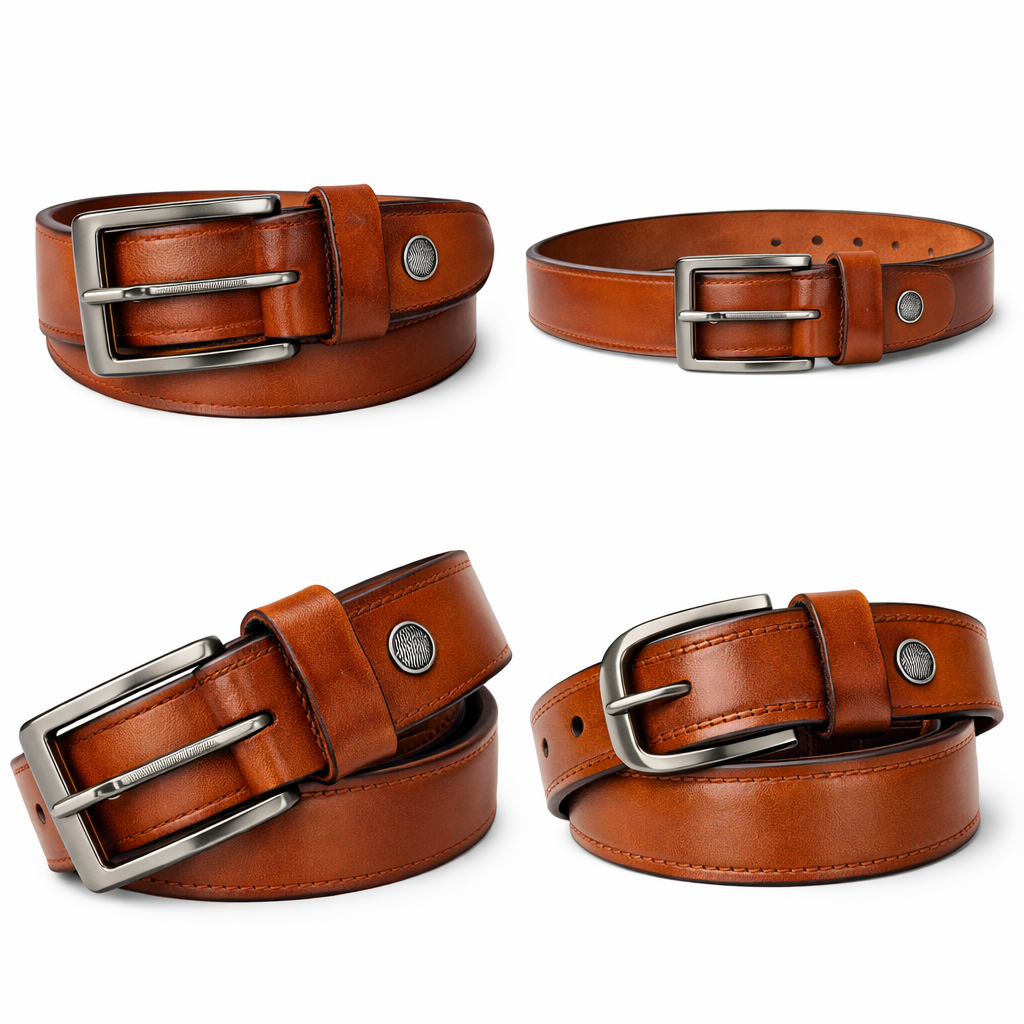 ICH MB 01 Genuine Leather Belt Classic with Metal Buckle