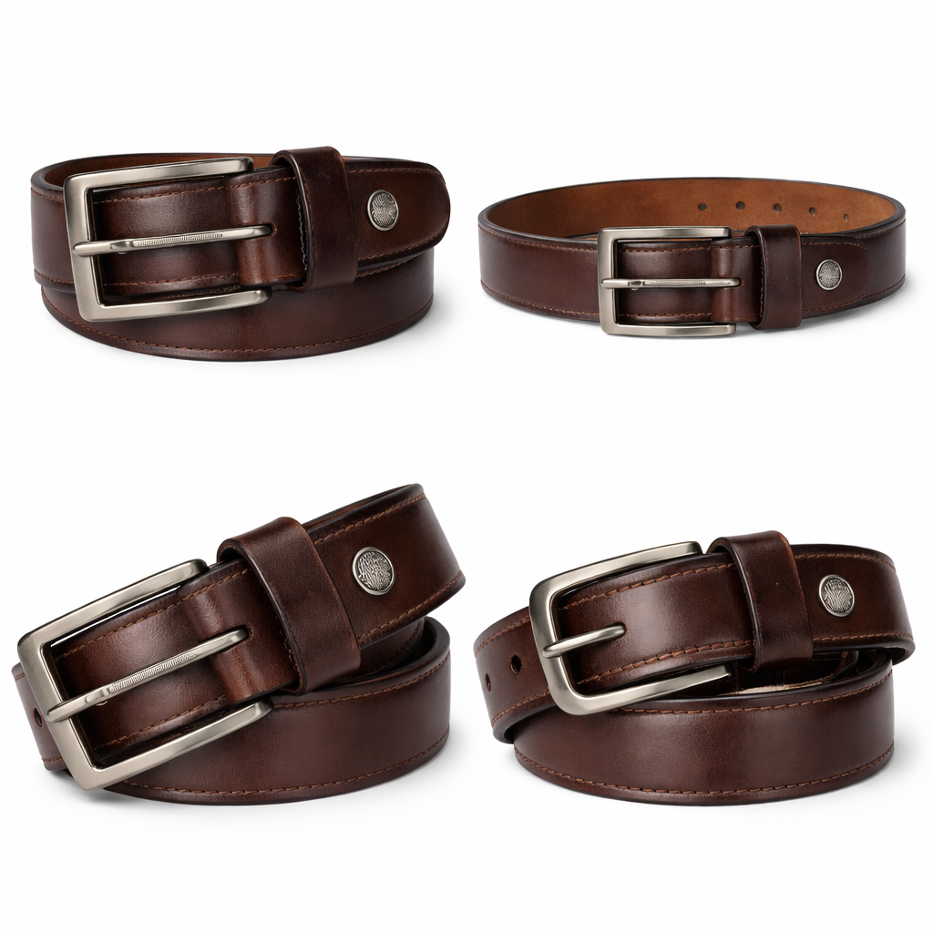ICH MB 01 Genuine Leather Belt Classic with Metal Buckle