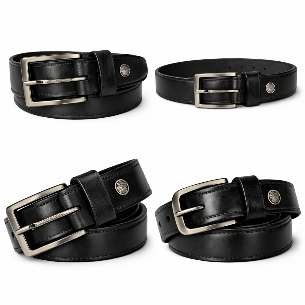 ICH MB 01 Genuine Leather Belt Classic with Metal Buckle