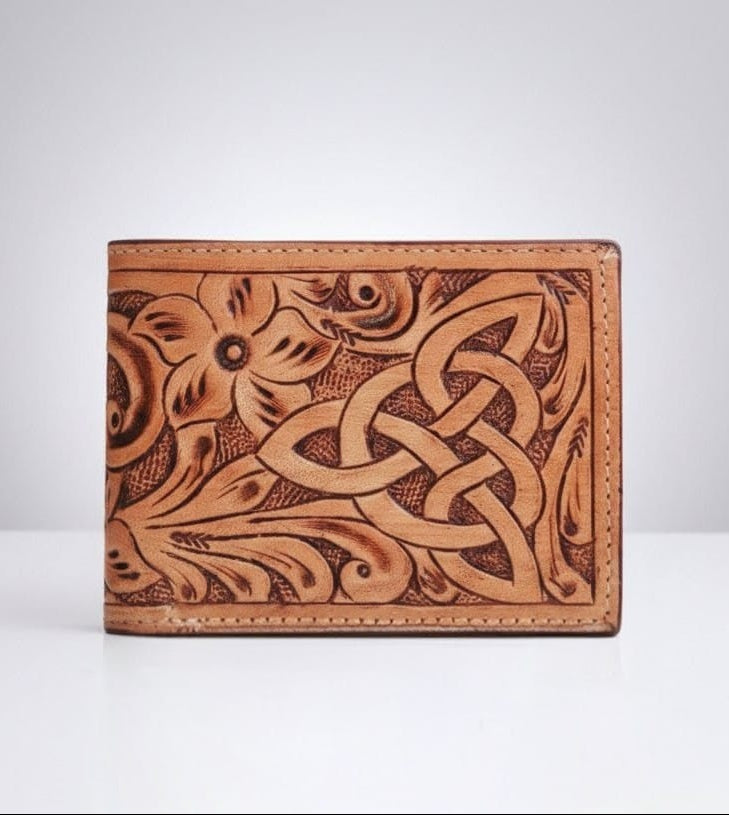 Handtooled crafted leather wallet