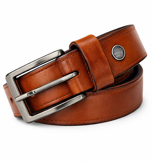 ICH MB 01 Genuine Leather Belt Classic with Metal Buckle