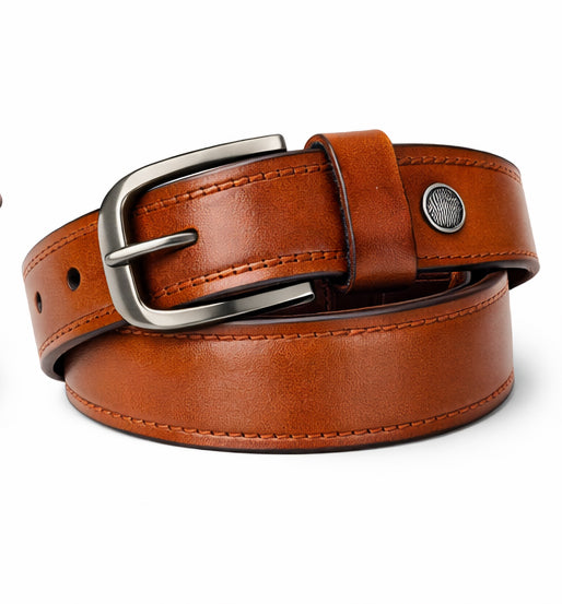 ICH MB 01 Genuine Leather Belt Classic with Metal Buckle