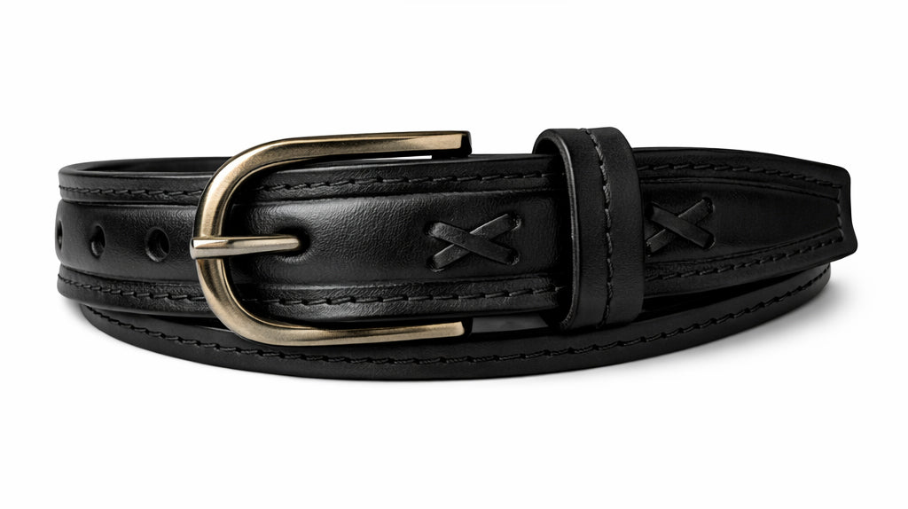 ICB-WB-01 | Women’s 1.5" Tan Leather Belt – Cross Braided Design